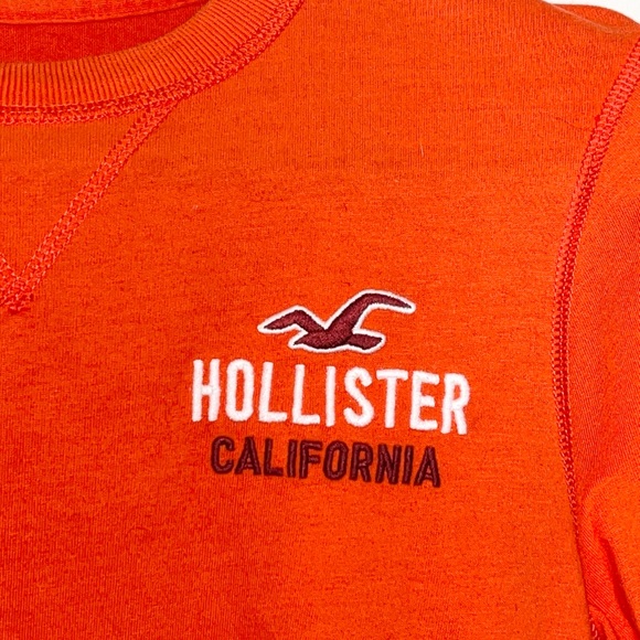 Hollister Long Sleeve T-Shirt Men’s‎ Small Orange Embroidered Mallsoft Surfing - Picture 2 of 4